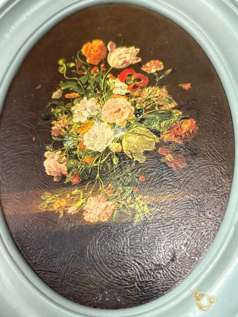 Litho Oval Floral Artwork Sage Frame 7